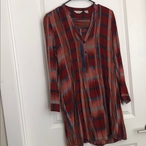 Patterned Red and Navy Anthropologie Dress